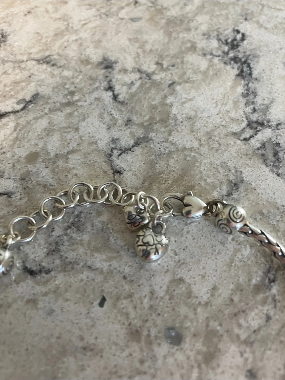 Brighton Silver-Tone Braided Chain Necklace with Decorative Beads